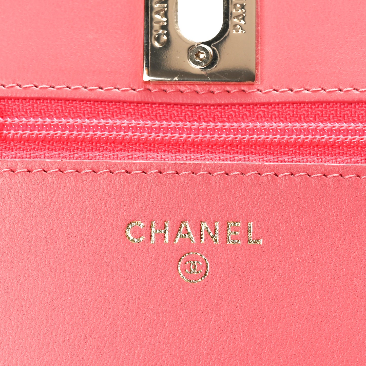 Lambskin Quilted Trendy CC Wallet On Chain WOC Pink