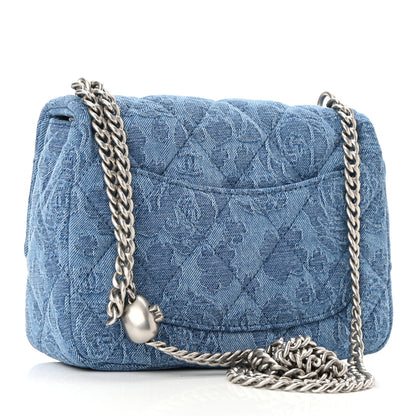 Chanel Denim Quilted Camellia Sweetheart Mini Flap Blue 2 of 10