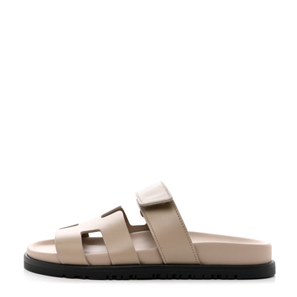 Hermes Calfskin Womens Chypre Sandals 35.5 Beige Mastic 1 of 9