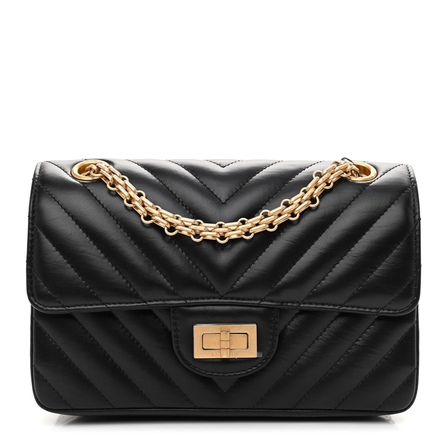 Aged Calfskin Chevron Quilted 2.55 Reissue Mini Flap Black