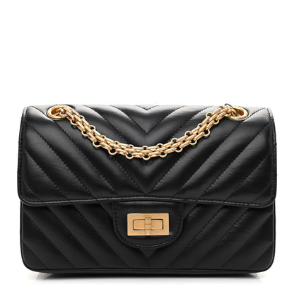 Chanel Aged Calfskin Chevron Quilted 2.55 Reissue Mini Flap Black 1 of 11