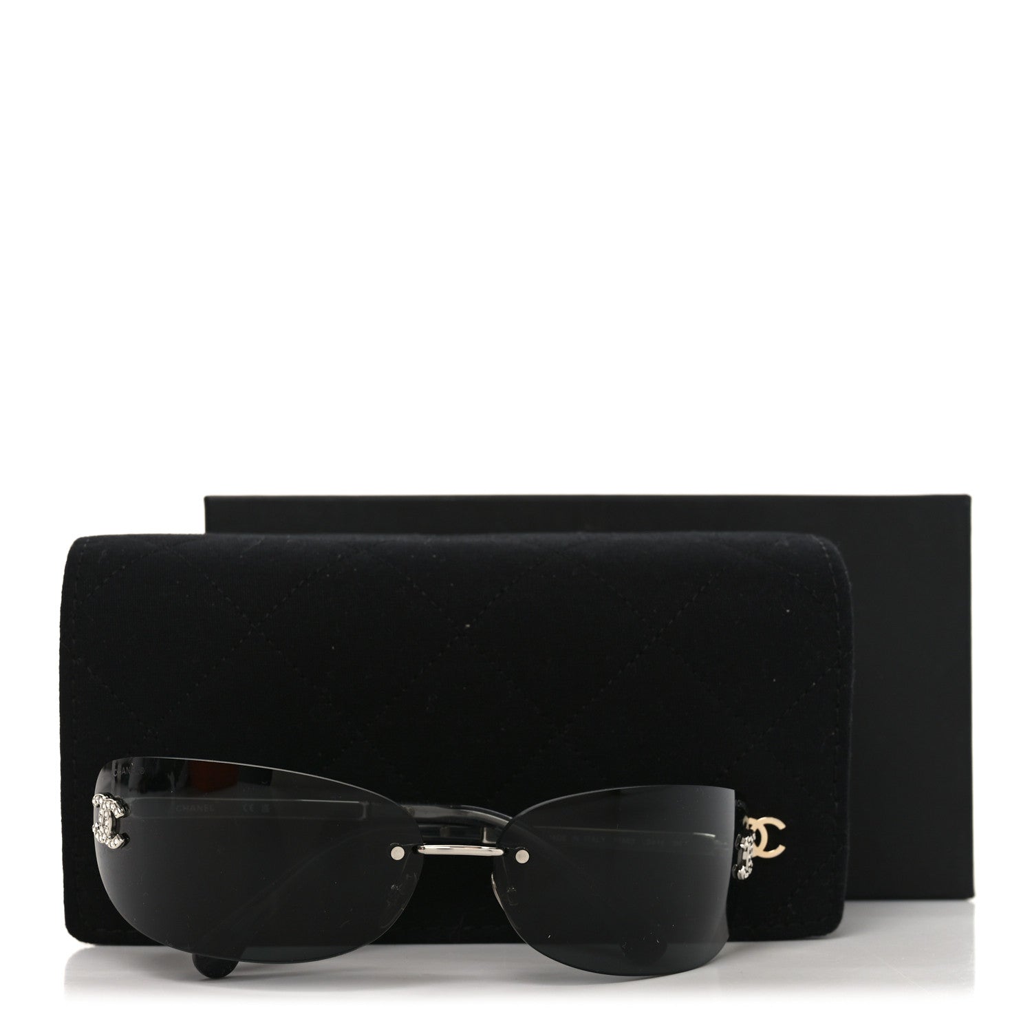 Chanel Metal Crystal CC Oval Sunglasses 71560 Black 1840260