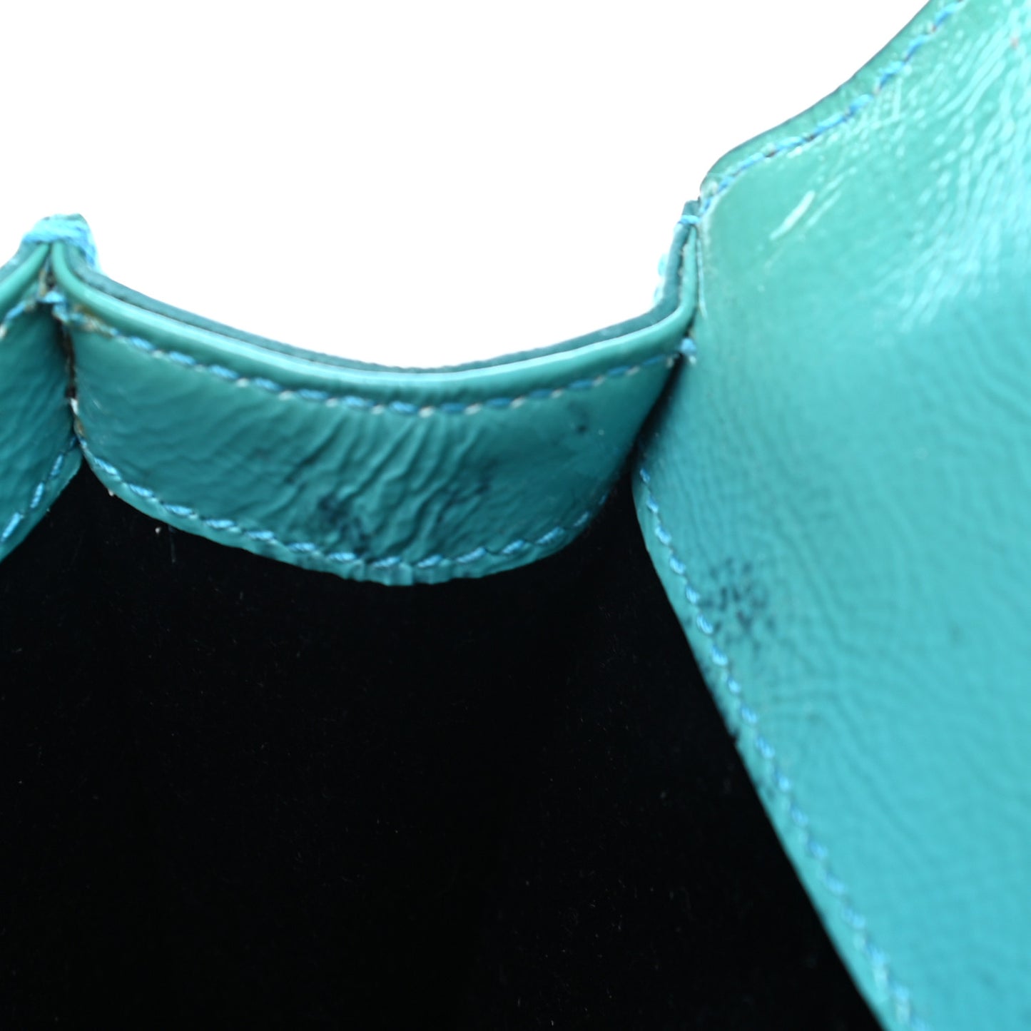 Textured Patent Monogram Small Belle De Jour Clutch Turquoise