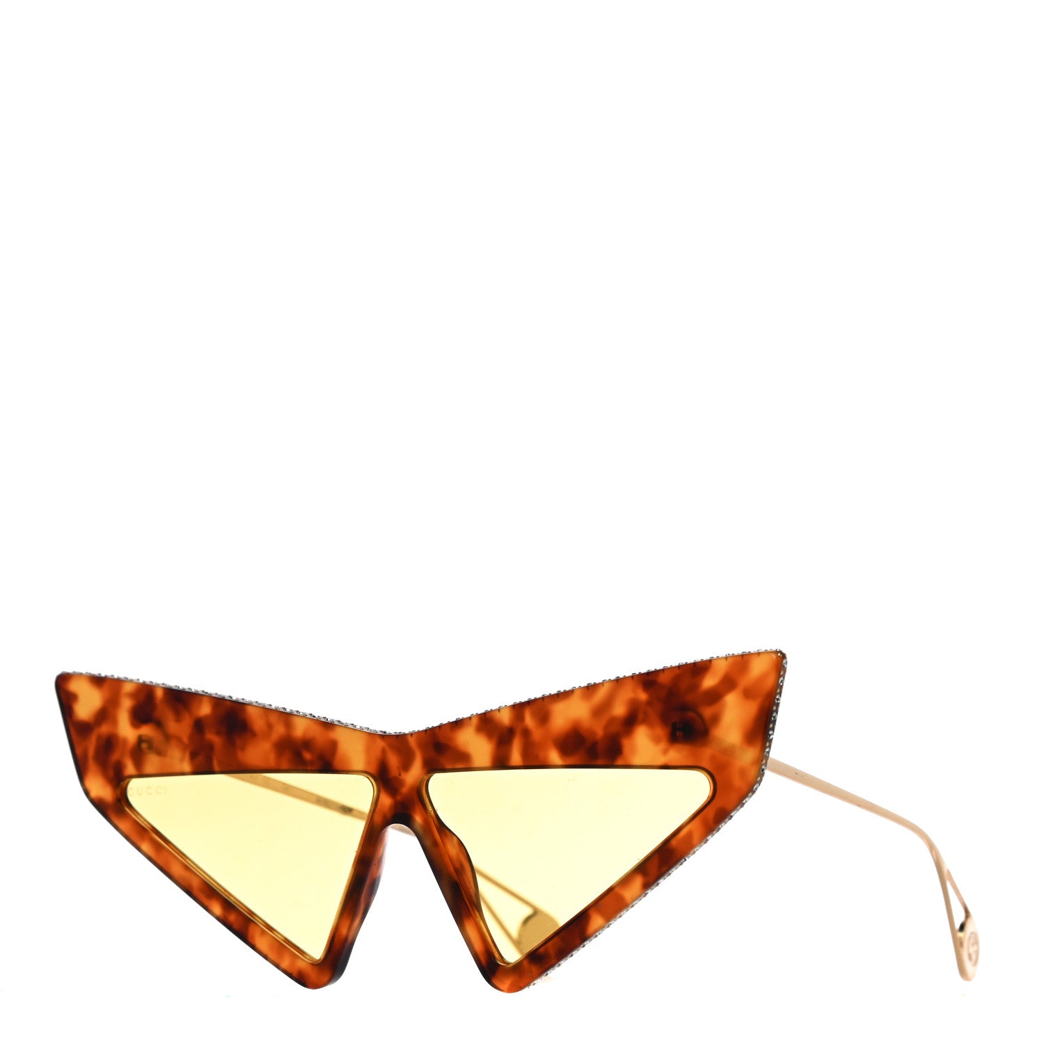 Gucci Acetate Crystal Geometric Sunglasses GG0430S Havana 1 of 6