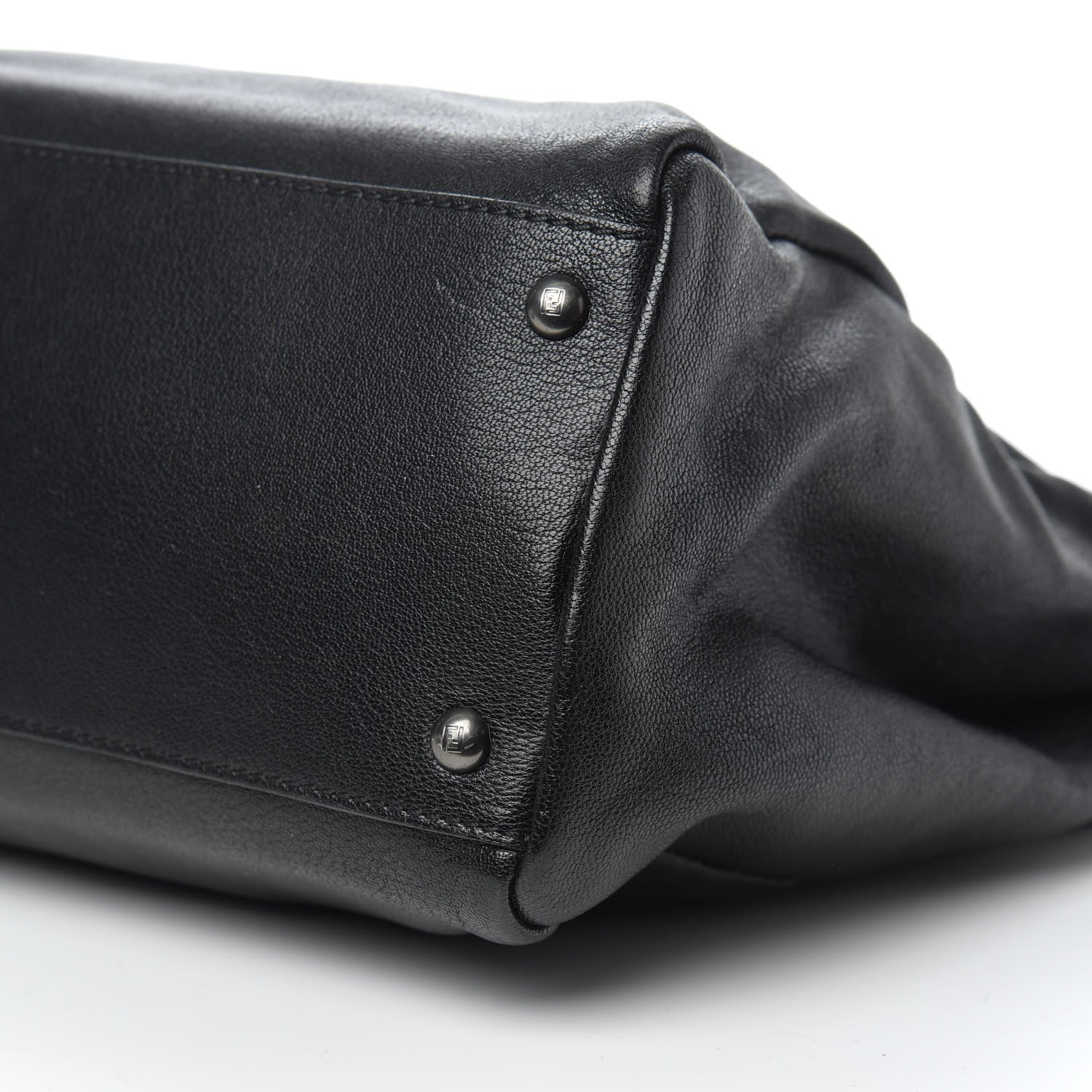 Fendi Goatskin Zucca Large Peekaboo Iconic Satchel Black Tobacco 10 of 10