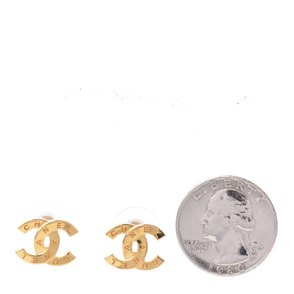 Chanel Metal CC Paris Button Stud Earrings Gold 2 of 4