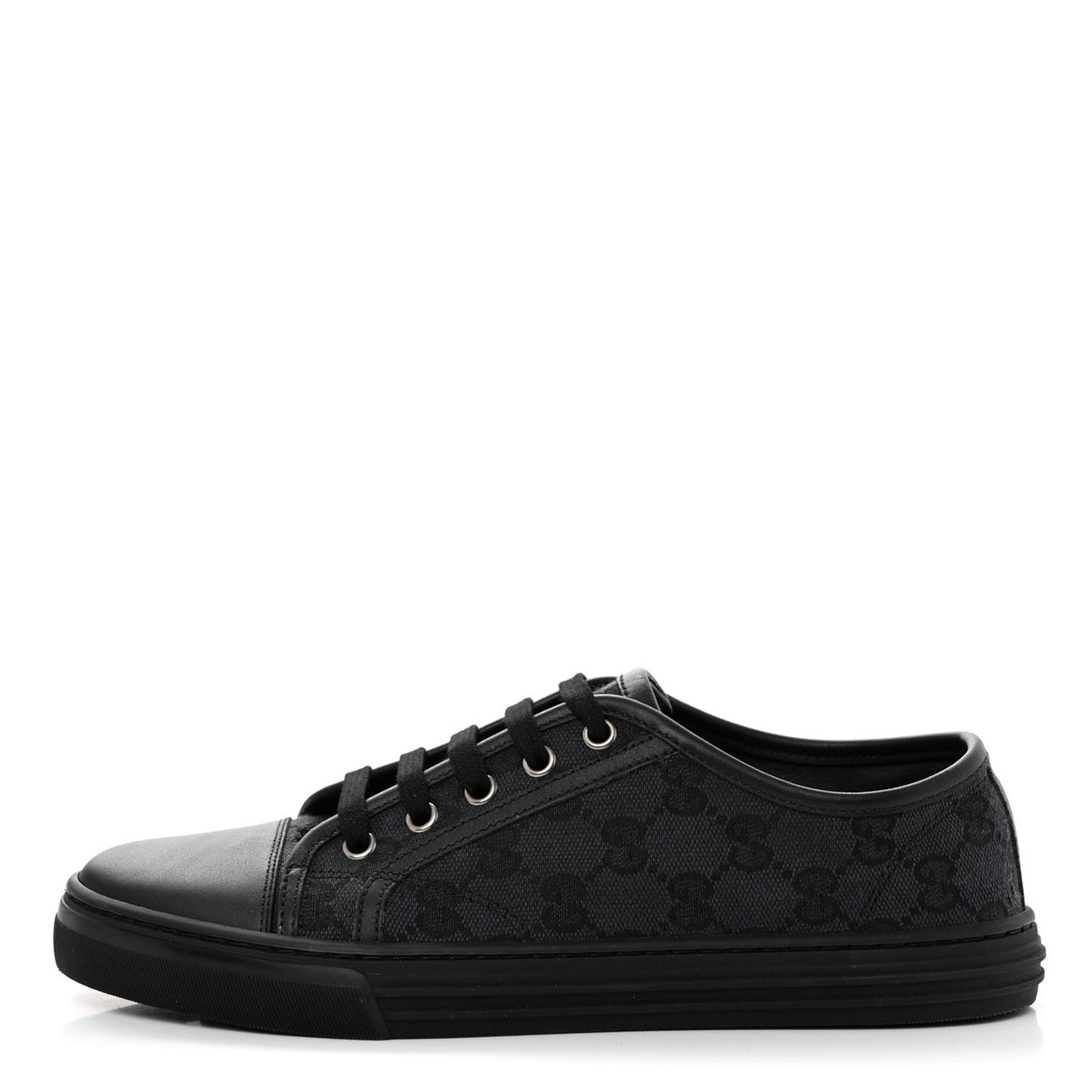 GG Monogram Calfskin Womens Low Top Sneakers 37.5 Piombo Black