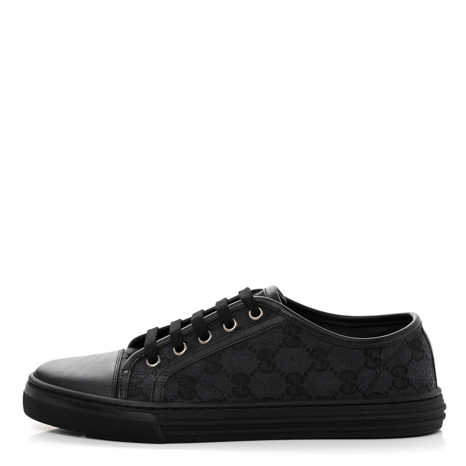 Gucci GG Monogram Calfskin Womens Low Top Sneakers 37.5 Piombo Black 1 of 8