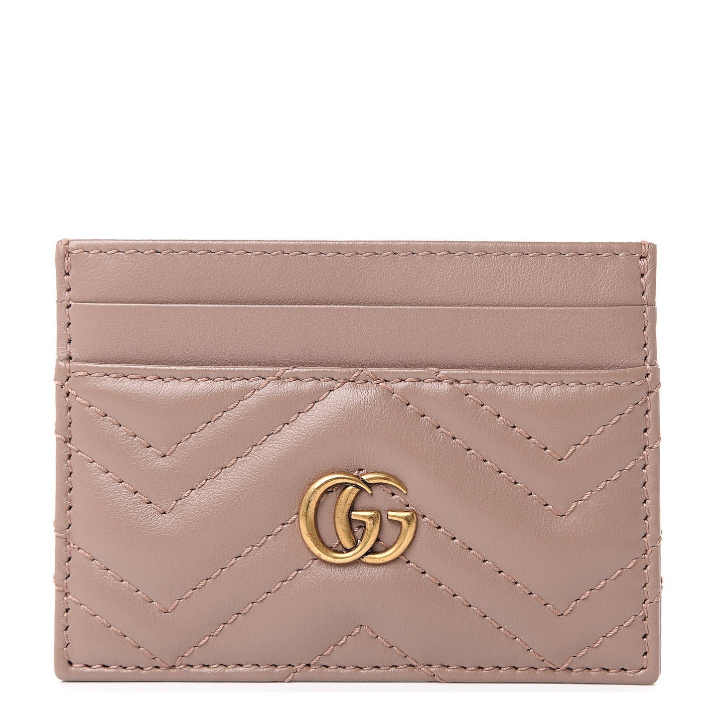Calfskin Matelasse GG Marmont Card Holder Porcelain Rose