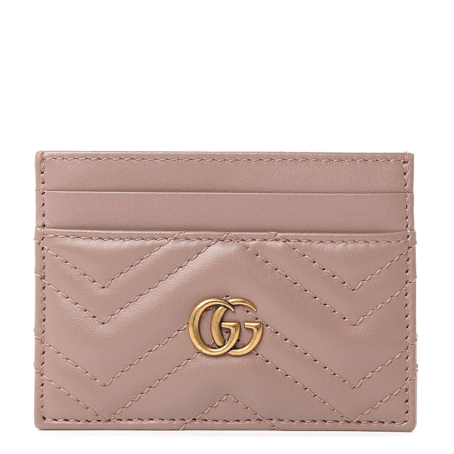 Gucci Calfskin Matelasse GG Marmont Card Holder Porcelain Rose 1 of 7