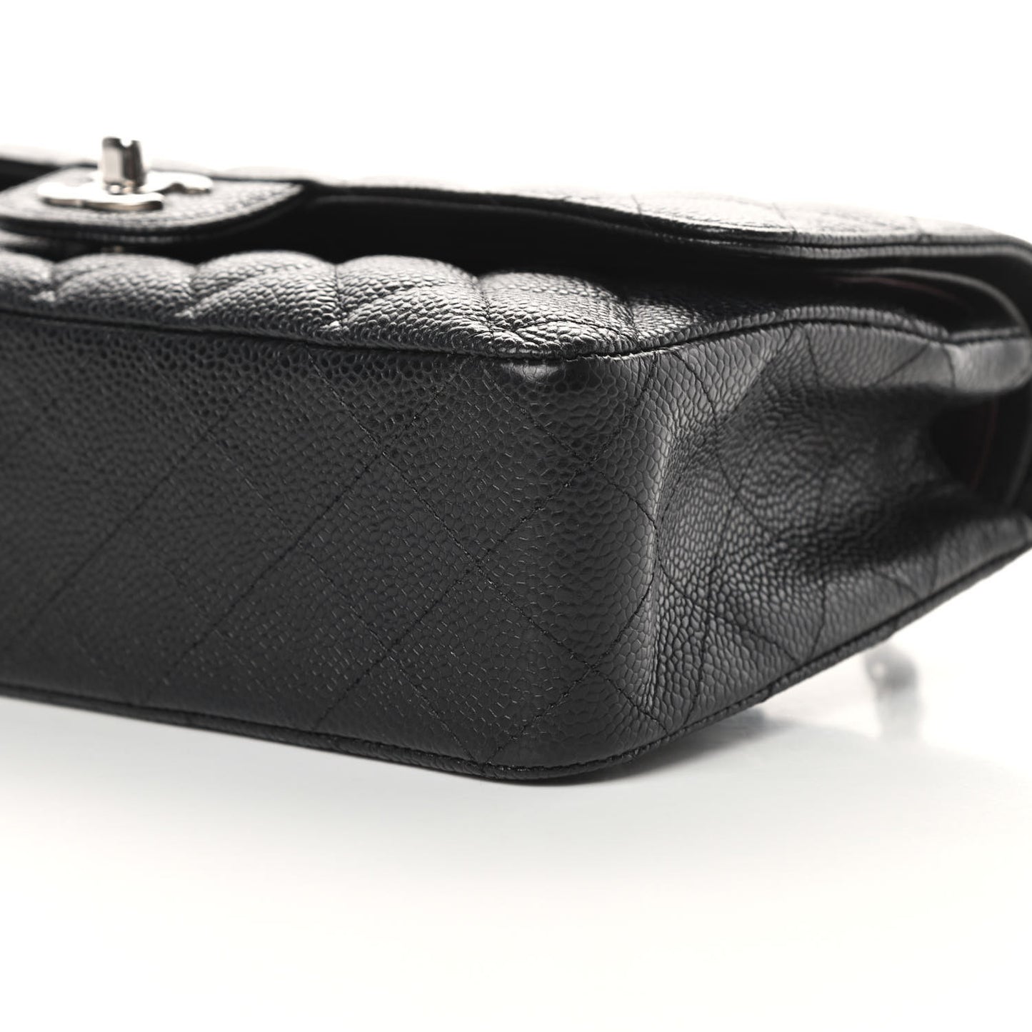 Caviar Quilted Medium Double Flap Black