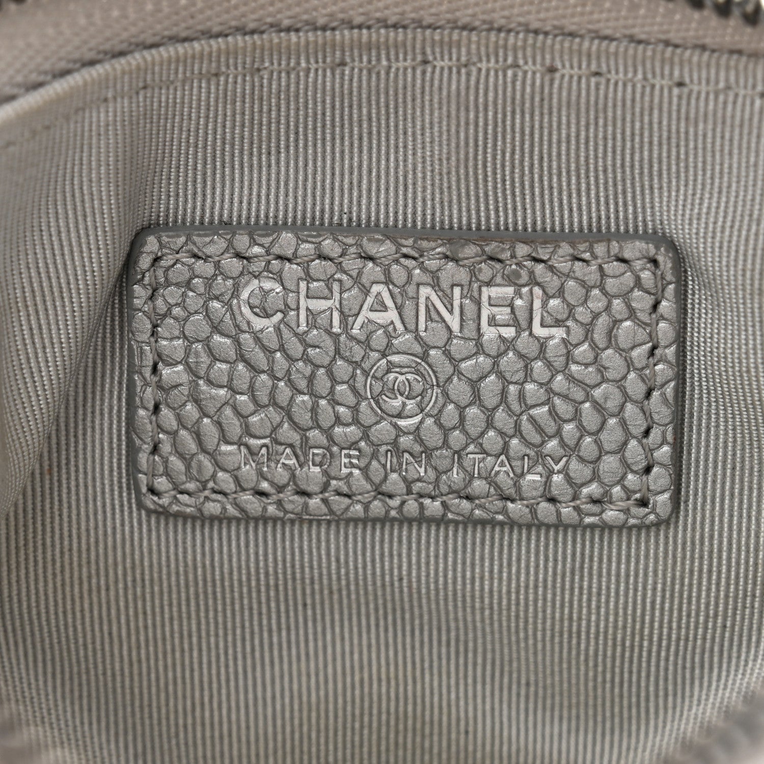Chanel Metallic Caviar Quilted Small Cosmetic Case Silver 6 of 7