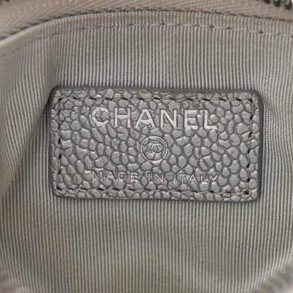 Chanel Metallic Caviar Quilted Small Cosmetic Case Silver 6 of 7