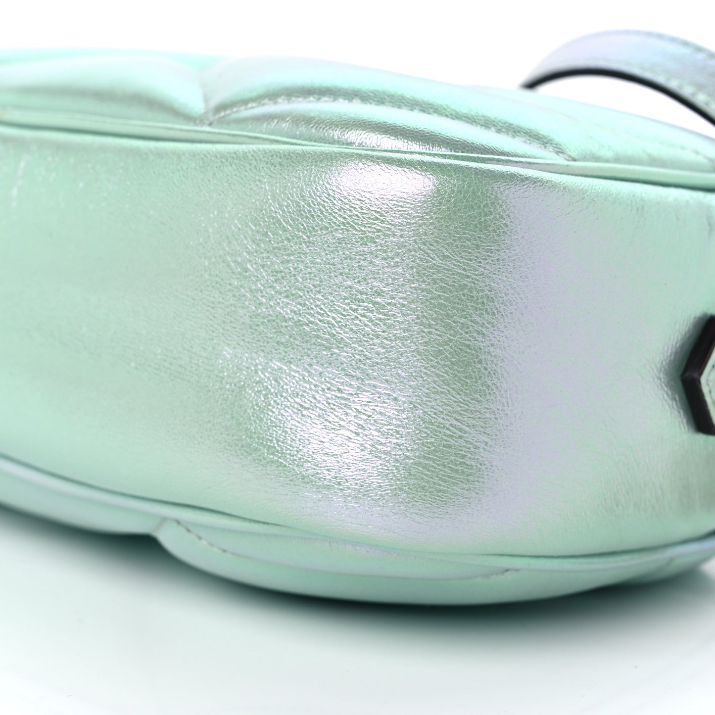 Iridescent Nappa Chevron Matelasse Small GG Marmont Chain Shoulder Bag Iridescent Salvy Green