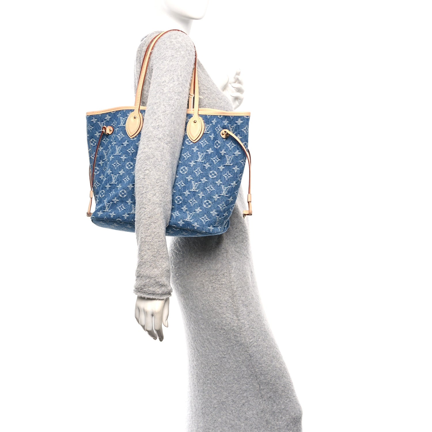 Louis Vuitton Monogram Denim Neo Neverfull MM Blue 2 of 9