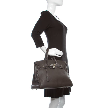 Hermes Taurillon Clemence Birkin 35 Chocolate 2 of 37