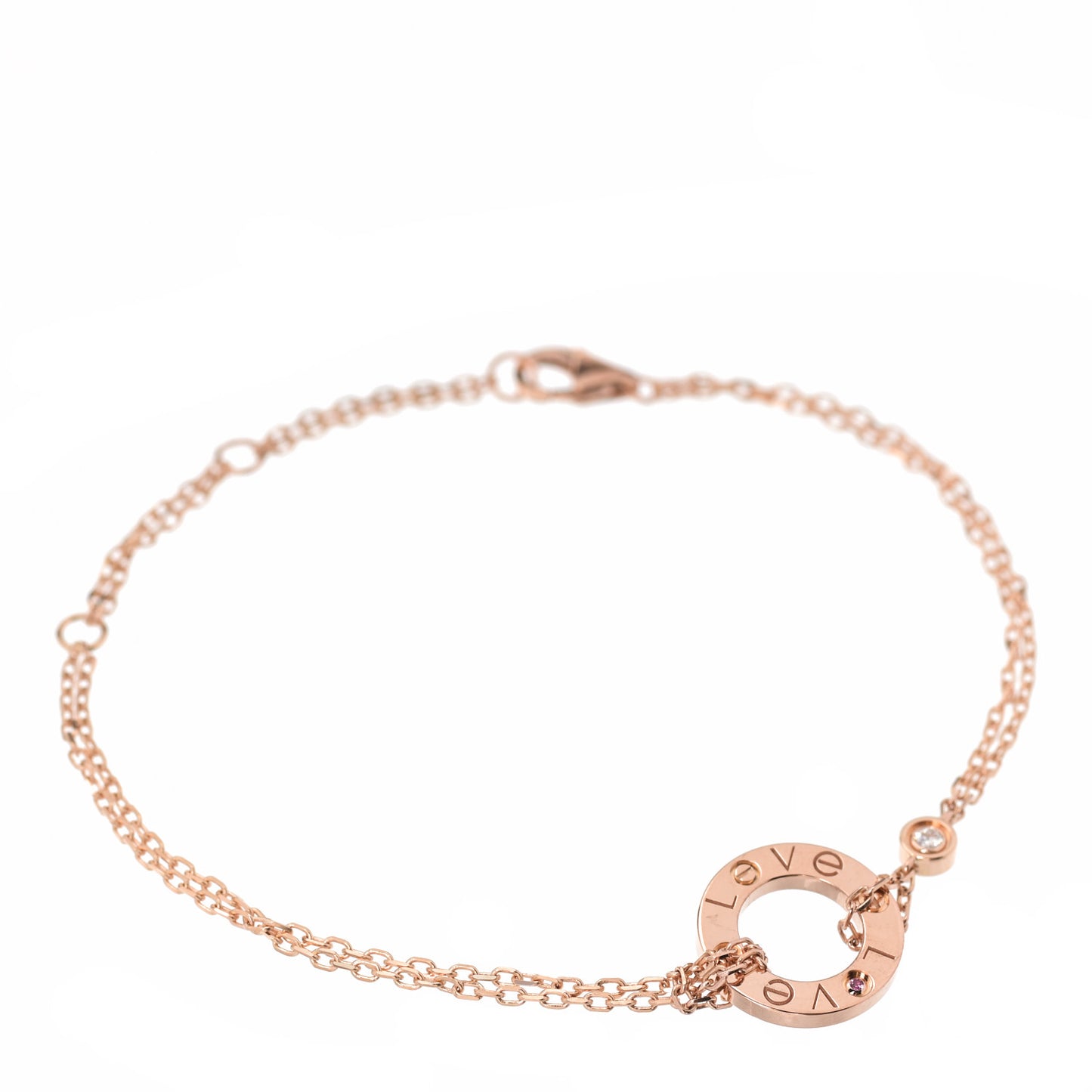 18K Pink Gold Diamond Pink Sapphire LOVE Bracelet