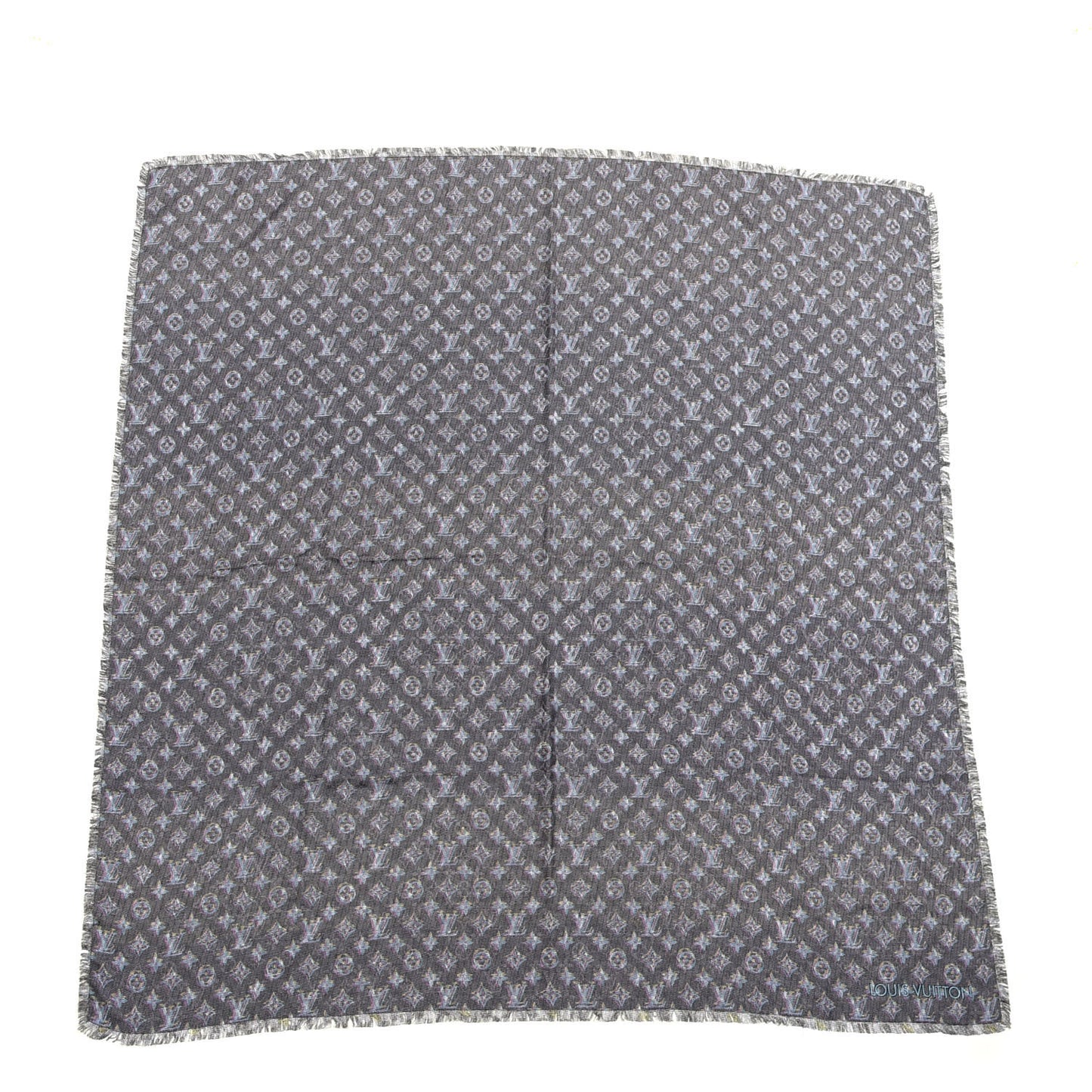 Wool Silk Monogram LV Pop Shawl Blue