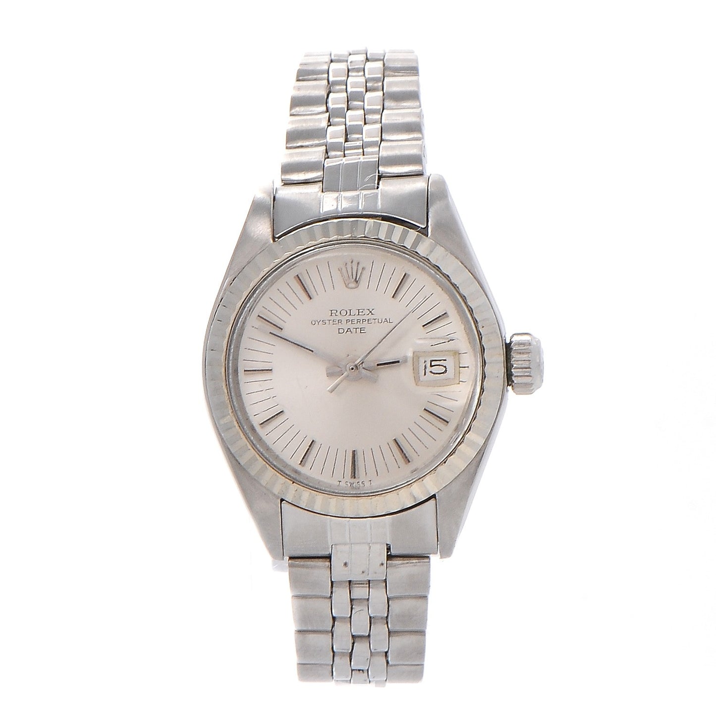 Stainless Steel 18K White Gold 26mm Oyster Perpetual Date Watch Silver 6917