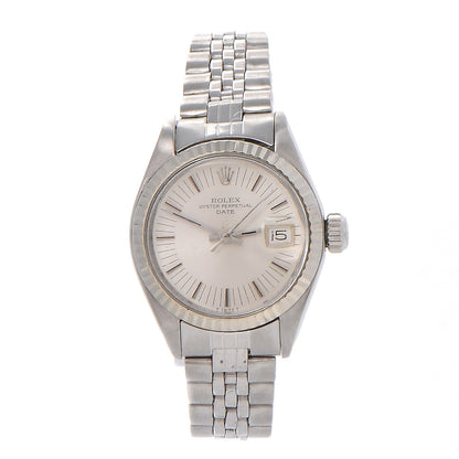 Rolex Stainless Steel 18K White Gold 26mm Oyster Perpetual Date Watch Silver 6917 1 of 7