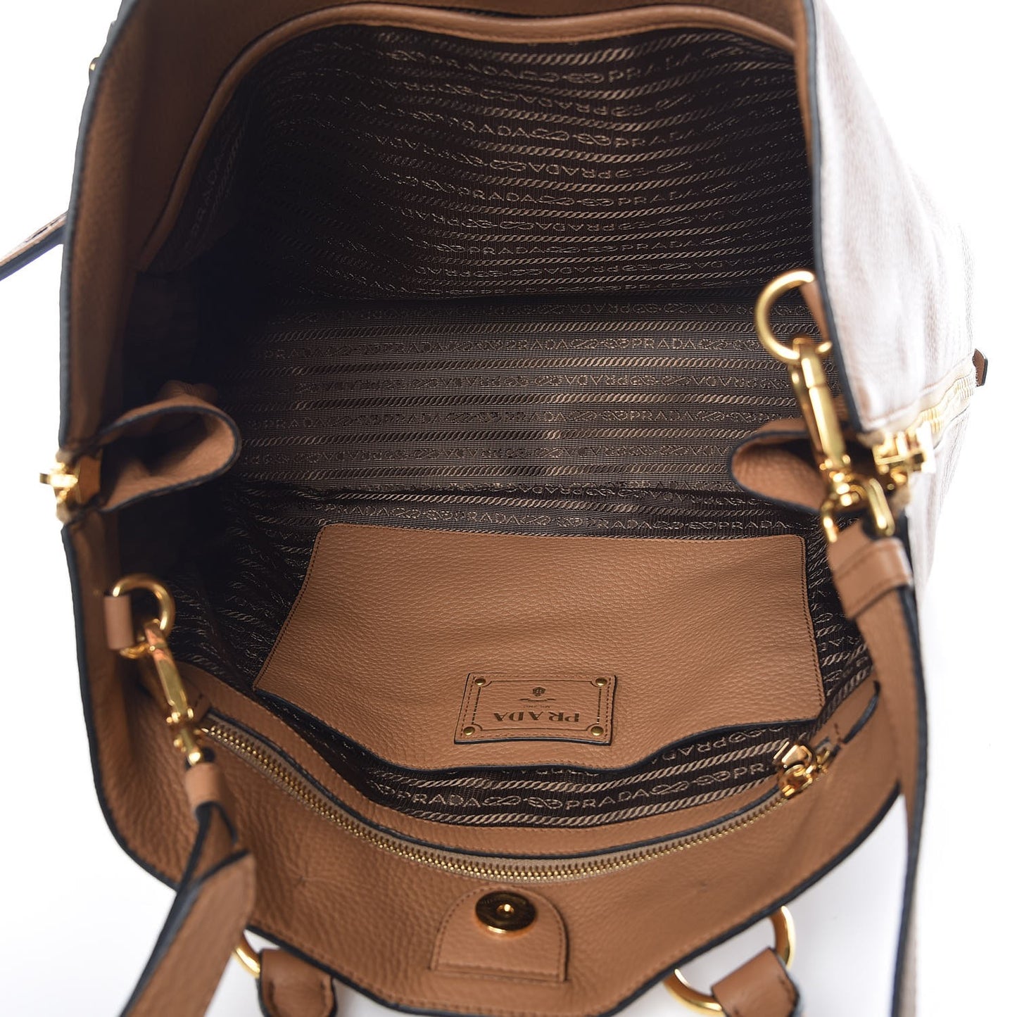 Vitello Daino Side Zip Tote Cannella