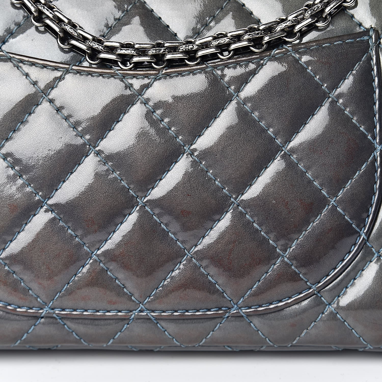 Chanel Patent Quilted 2.55 Reissue 225 Flap Blue 18 of 22