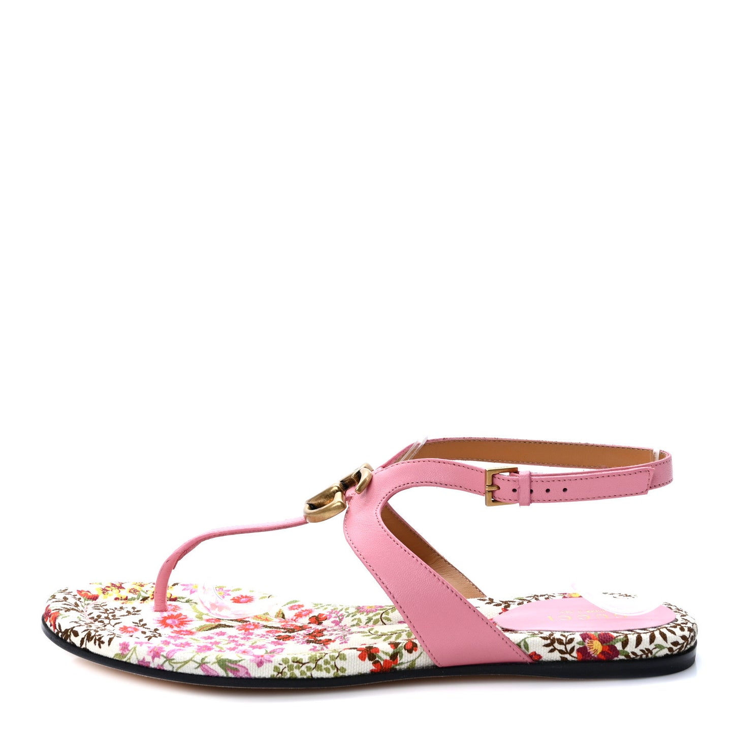 Calfskin Double G Thong Flat Sandals 38 Butterfly Pink