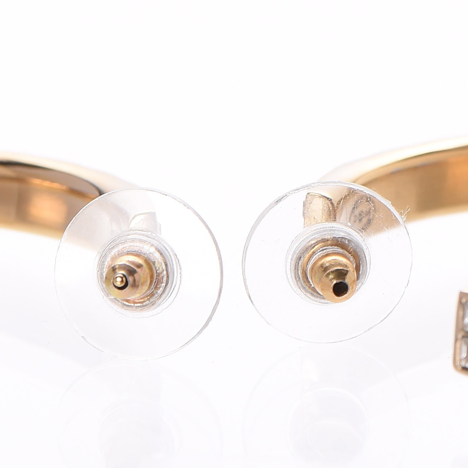 Chanel Crystal Baguette CC Hoop Earrings Gold 6 of 7