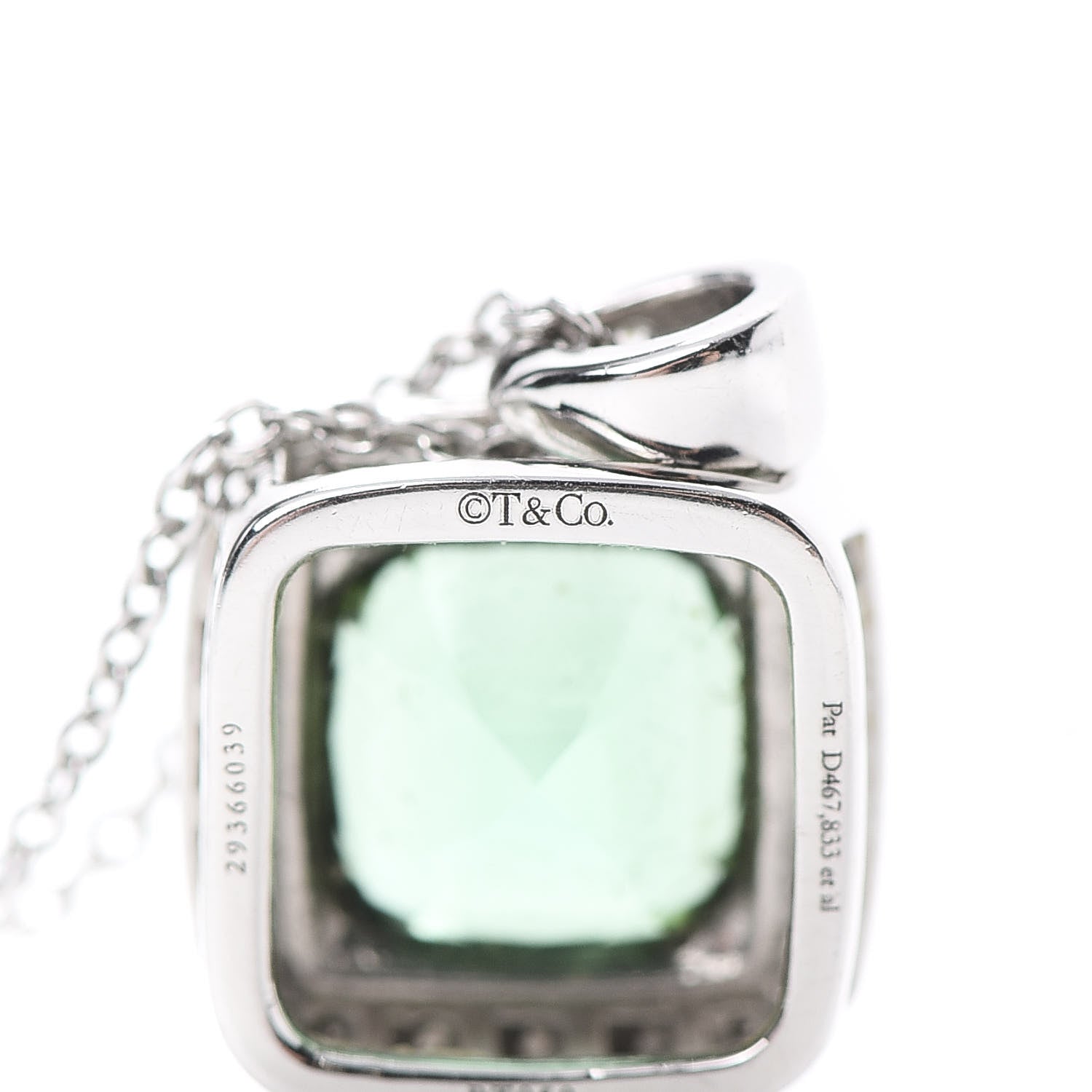 Tiffany Platinum Diamond Green Tourmaline Legacy Pendant Necklace 6 of 8