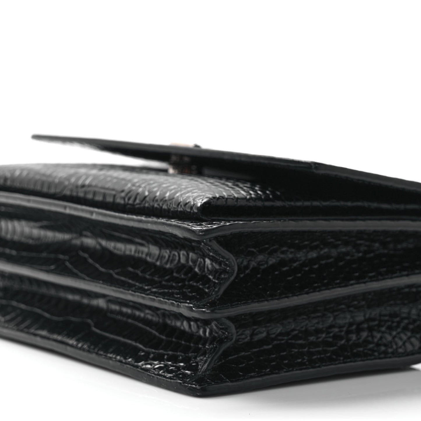 Calfskin Crocodile Embossed Medium Monogram Sunset Black