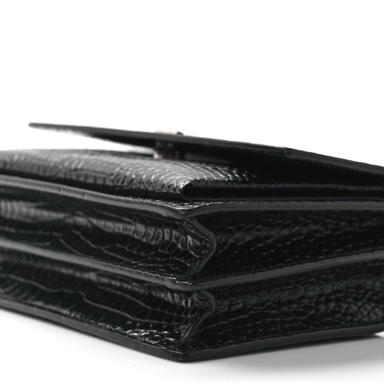 Saint Laurent Calfskin Crocodile Embossed Medium Monogram Sunset Black 8 of 8