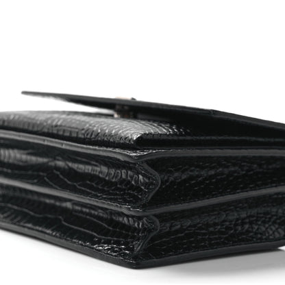 Saint Laurent Calfskin Crocodile Embossed Medium Monogram Sunset Black 8 of 8