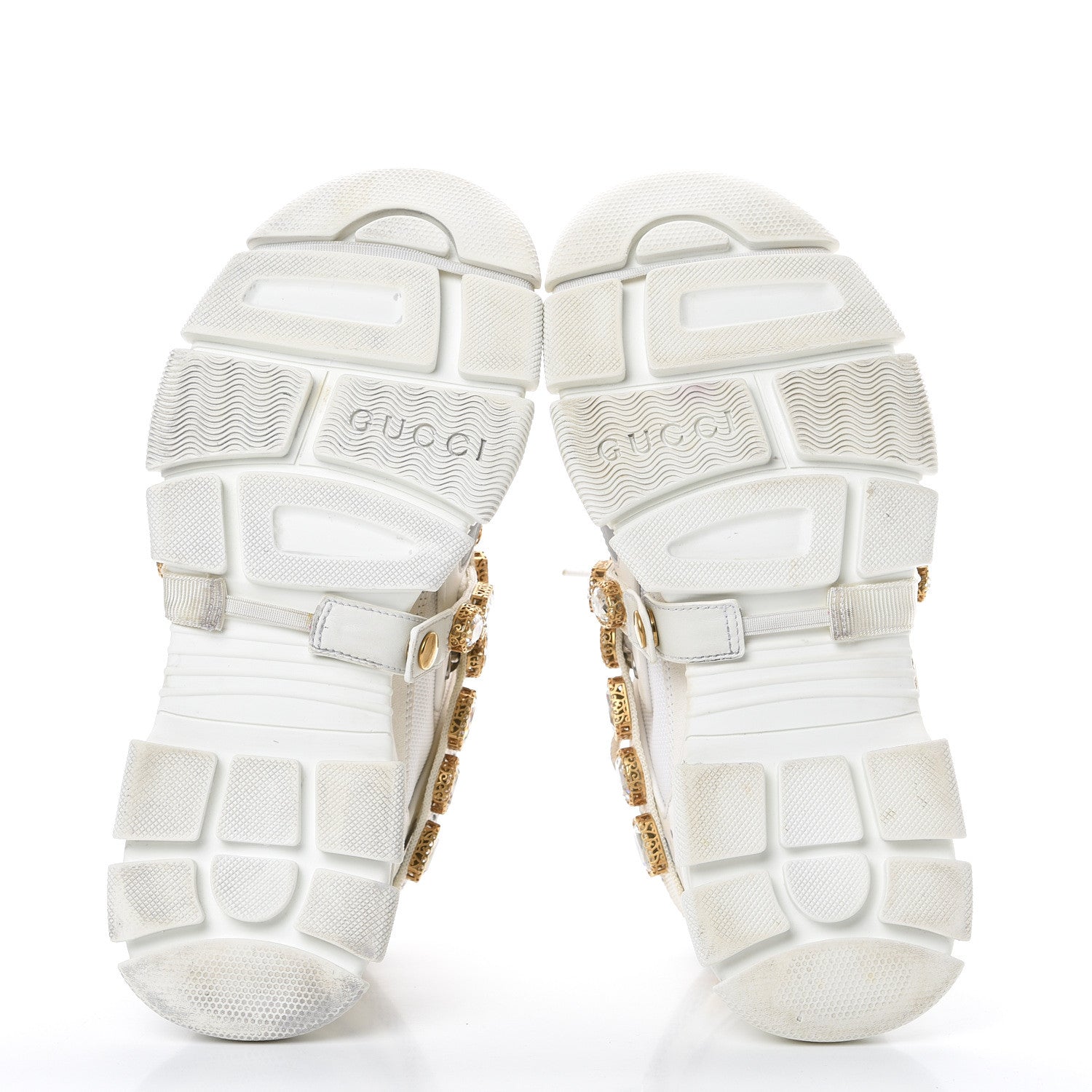 Gucci X SEGA Mesh Calfskin Suede Removable Crystals Womens Flashtrek Sneakers 38.5 Great White 5 of 11