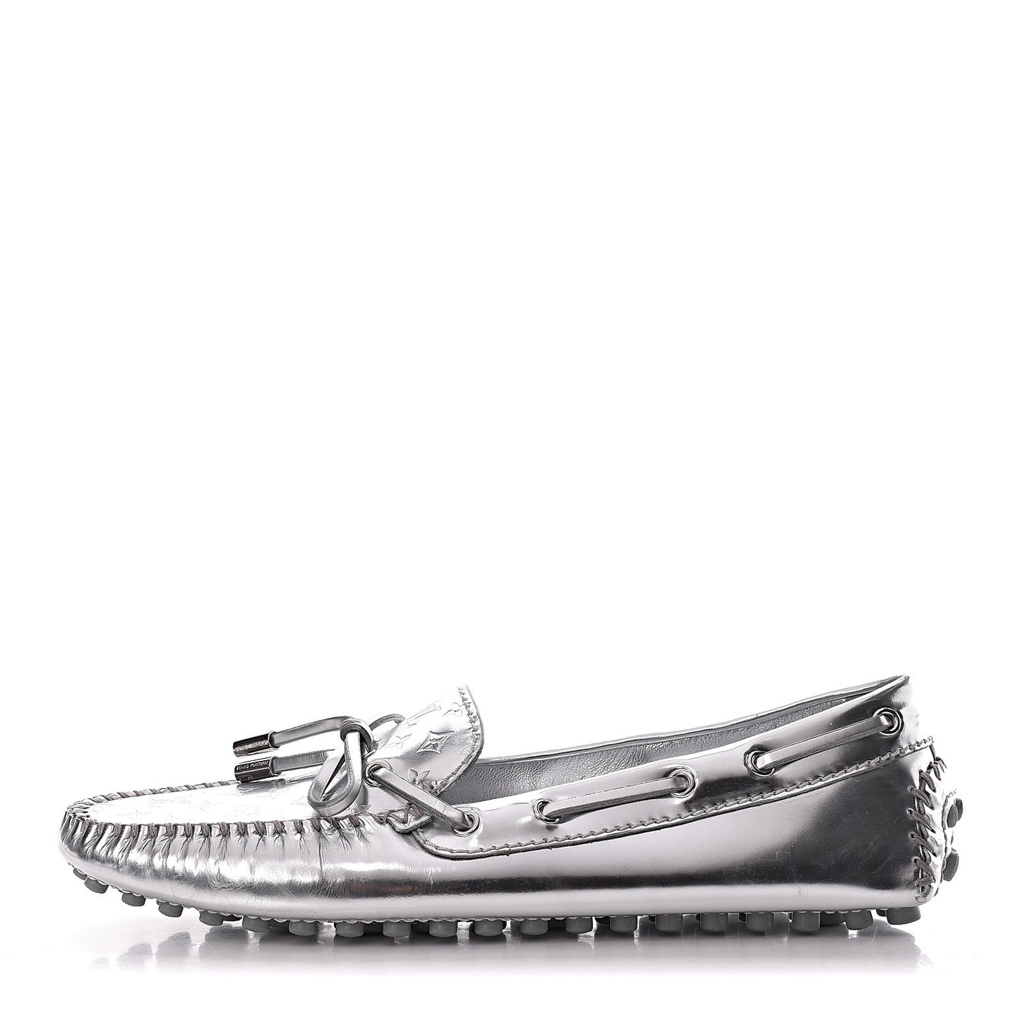 Patent Calfskin Monogram Gloria Loafers 38 Silver