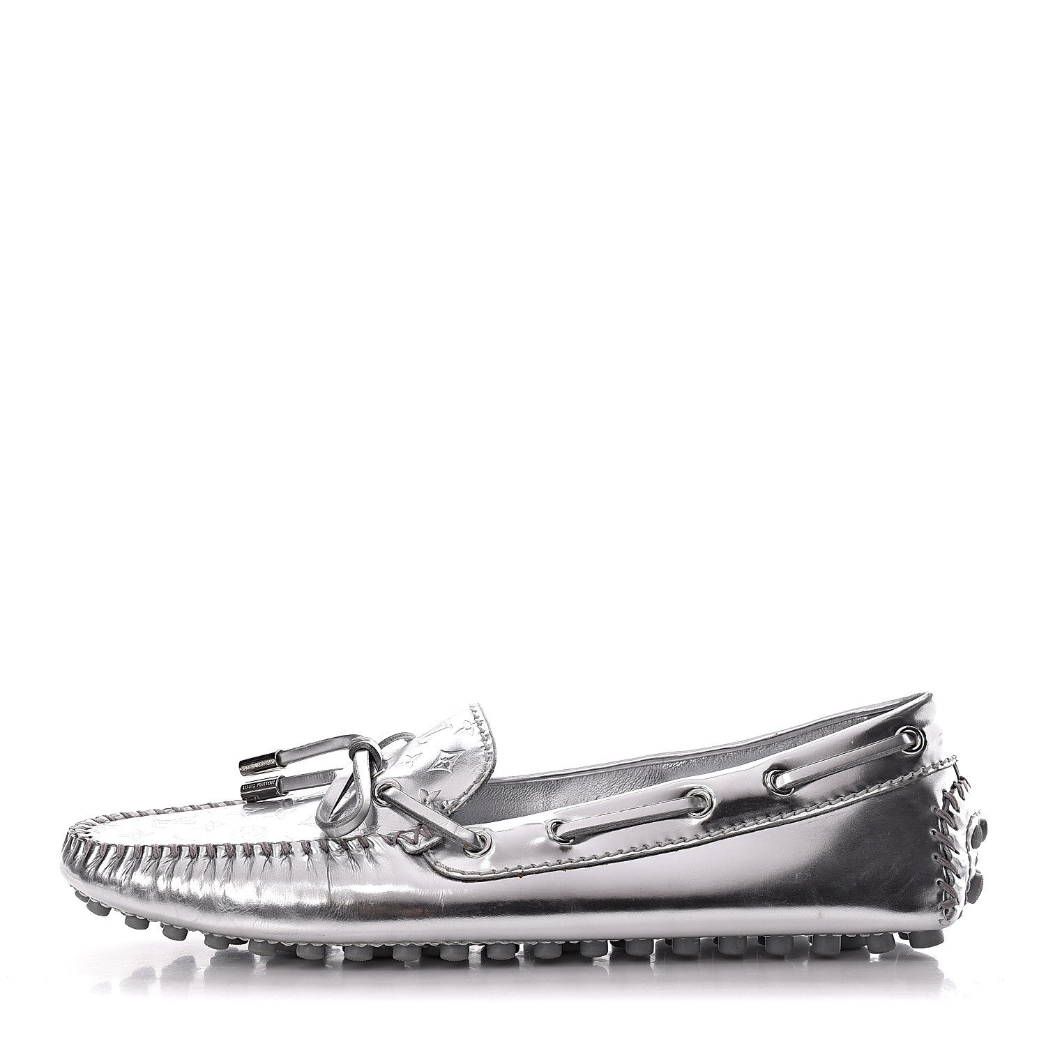 Louis Vuitton Patent Calfskin Monogram Gloria Loafers 38 Silver 1 of 10