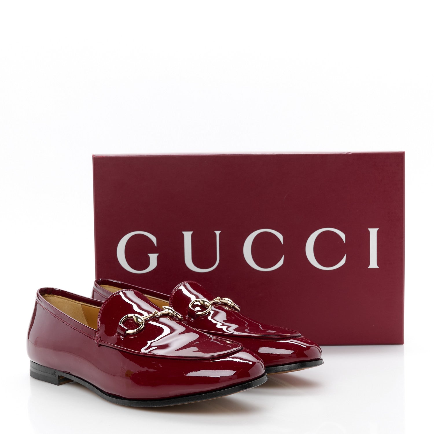 Gucci Patent Womens Jordaan Loafers 37.5 Rosso Ancora 10 of 10
