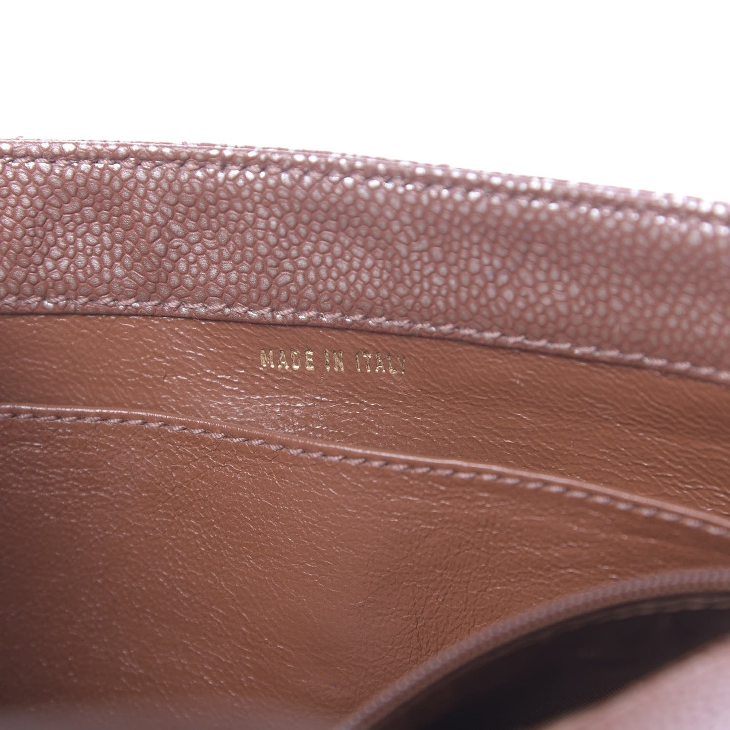 Metallic Caviar Quilted Medium Single Flap Brown
