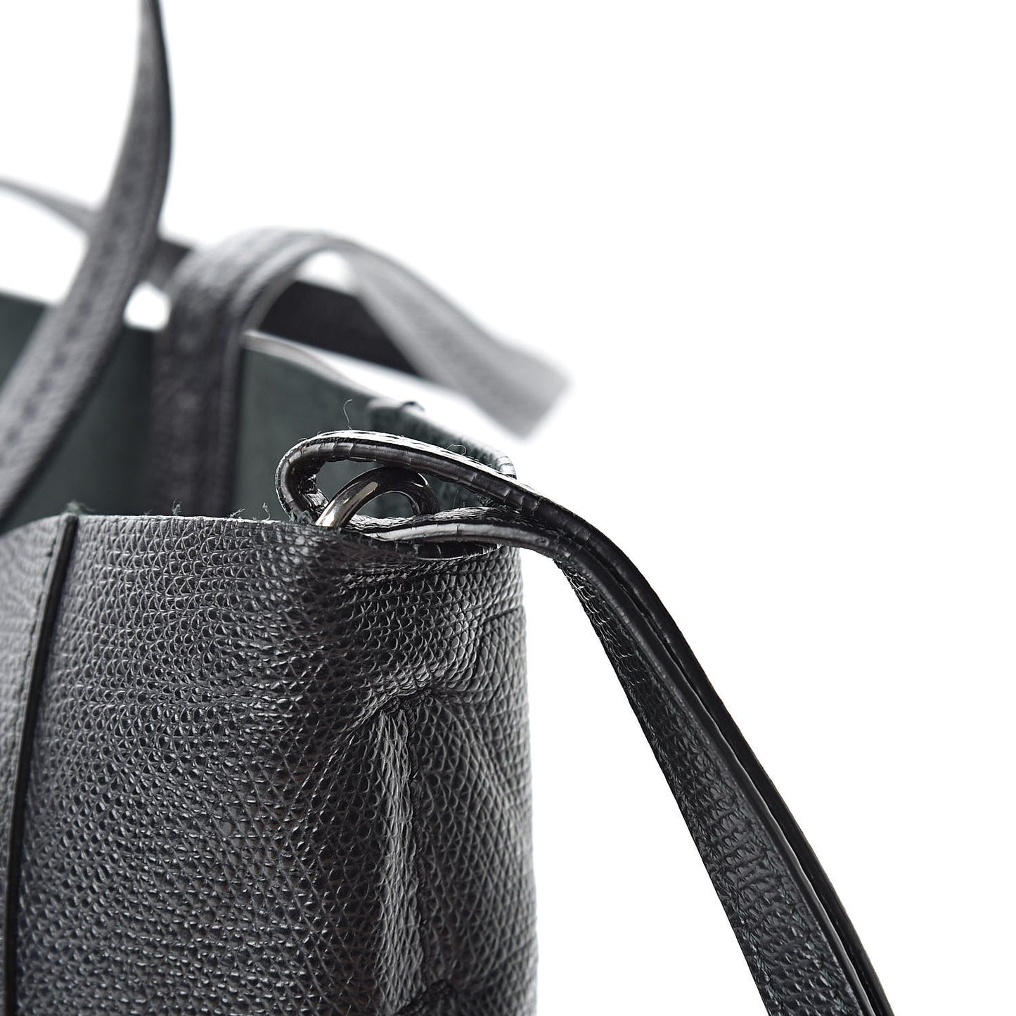 Grained Calfskin Small Vertical Cabas Black