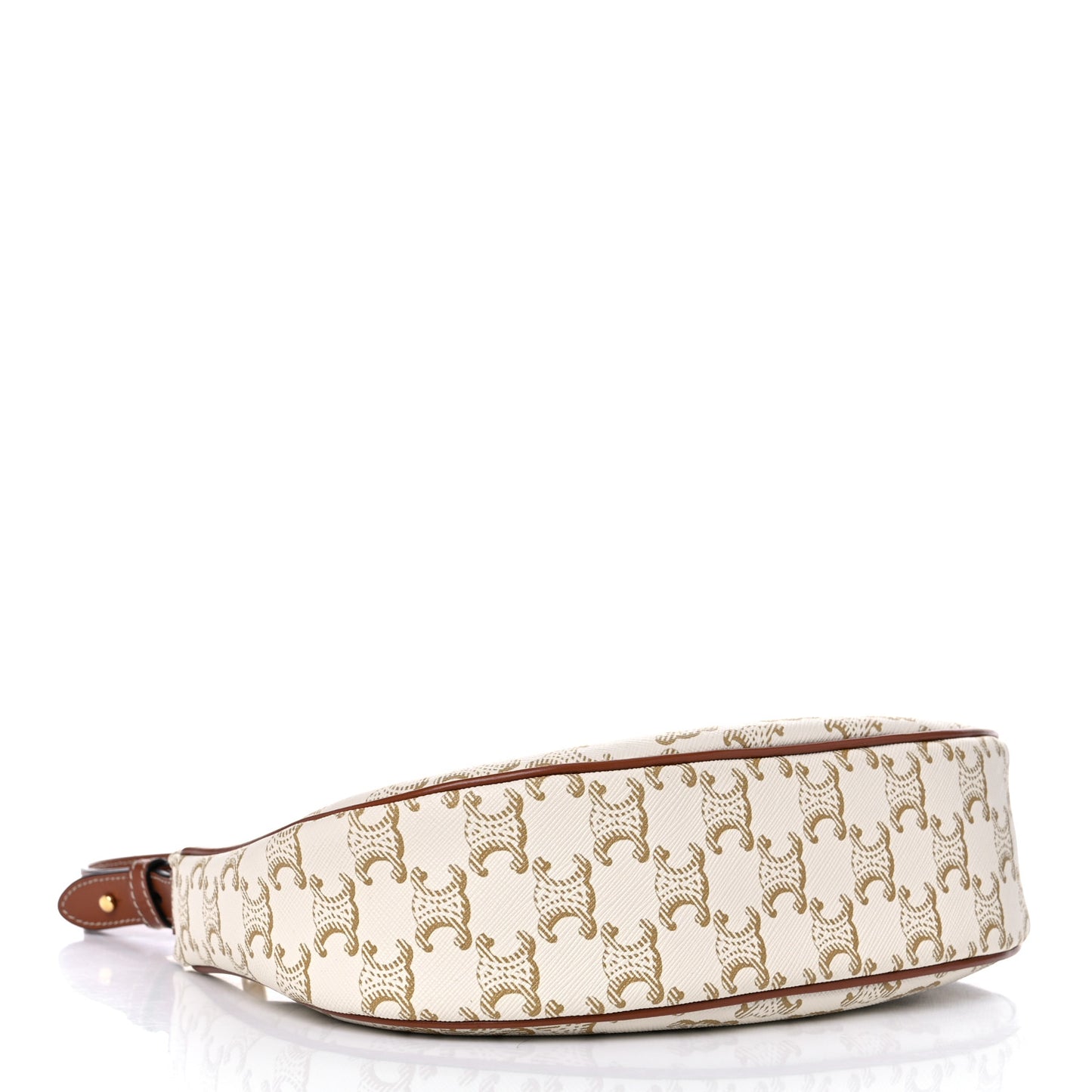 Canvas Calfskin Ava Triomphe Shoulder Bag White