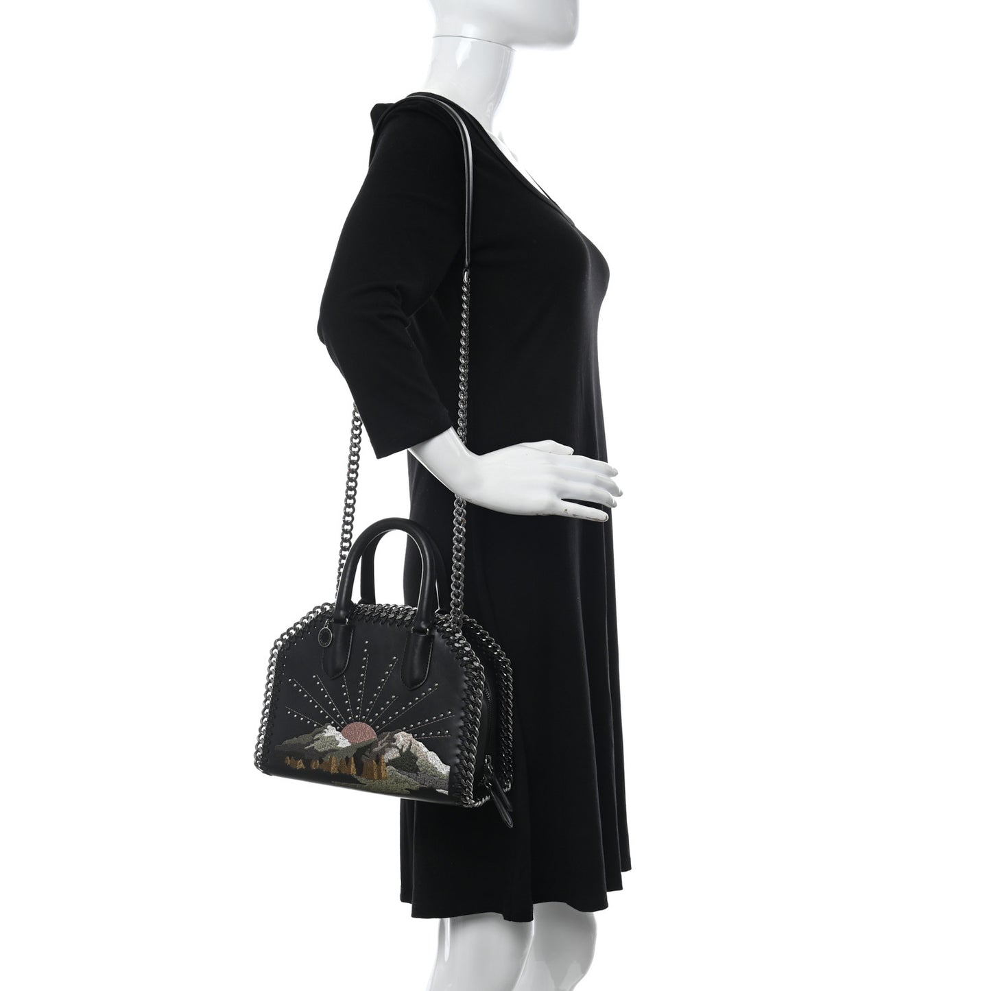 Eco Alter Nappa Mini Falabella Box Sun Handle Bag Black