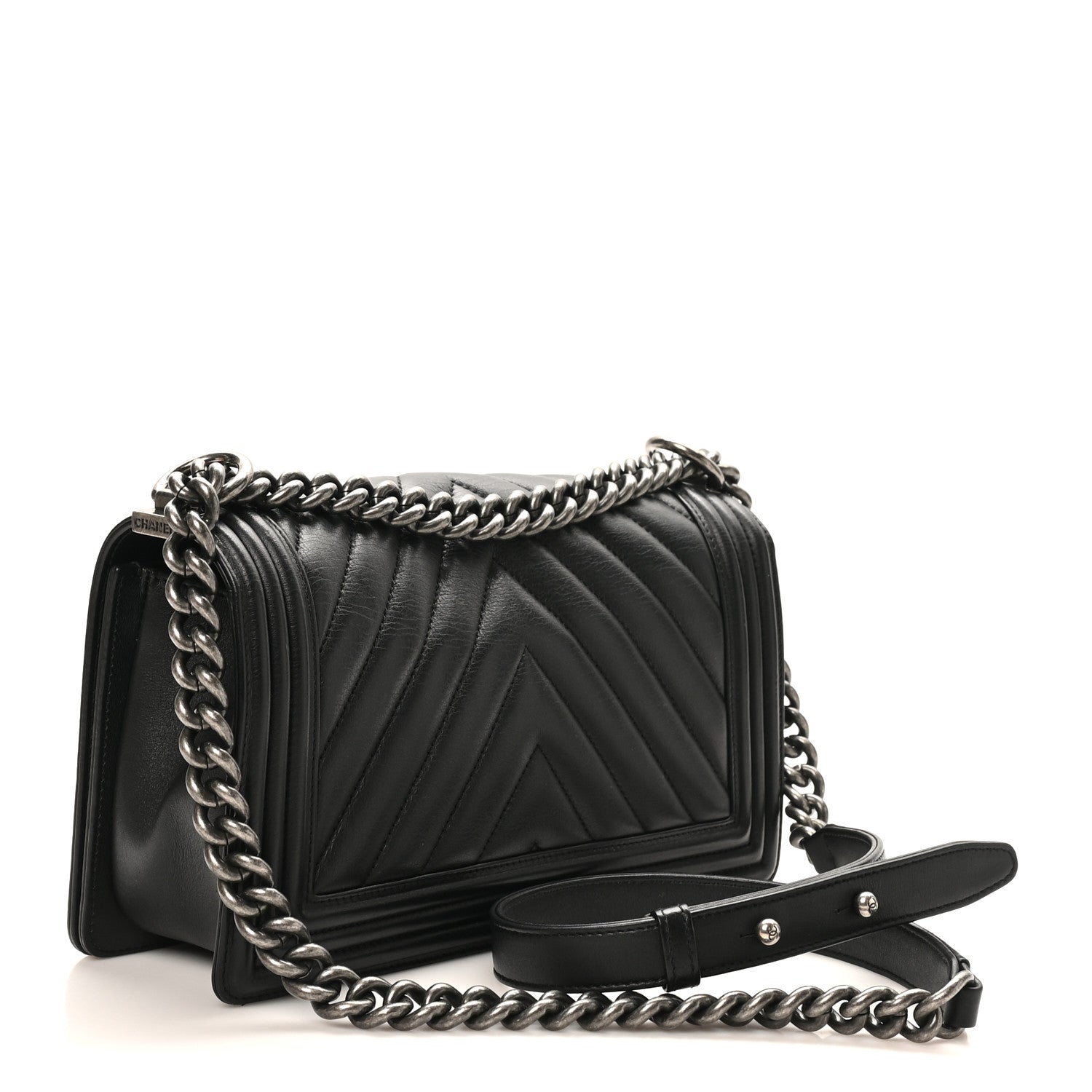 Chanel Calfskin Chevron Quilted Medium Boy Flap Black 3 of 10