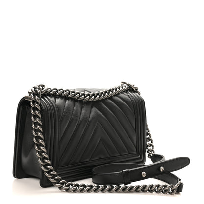 Chanel Calfskin Chevron Quilted Medium Boy Flap Black 3 of 10