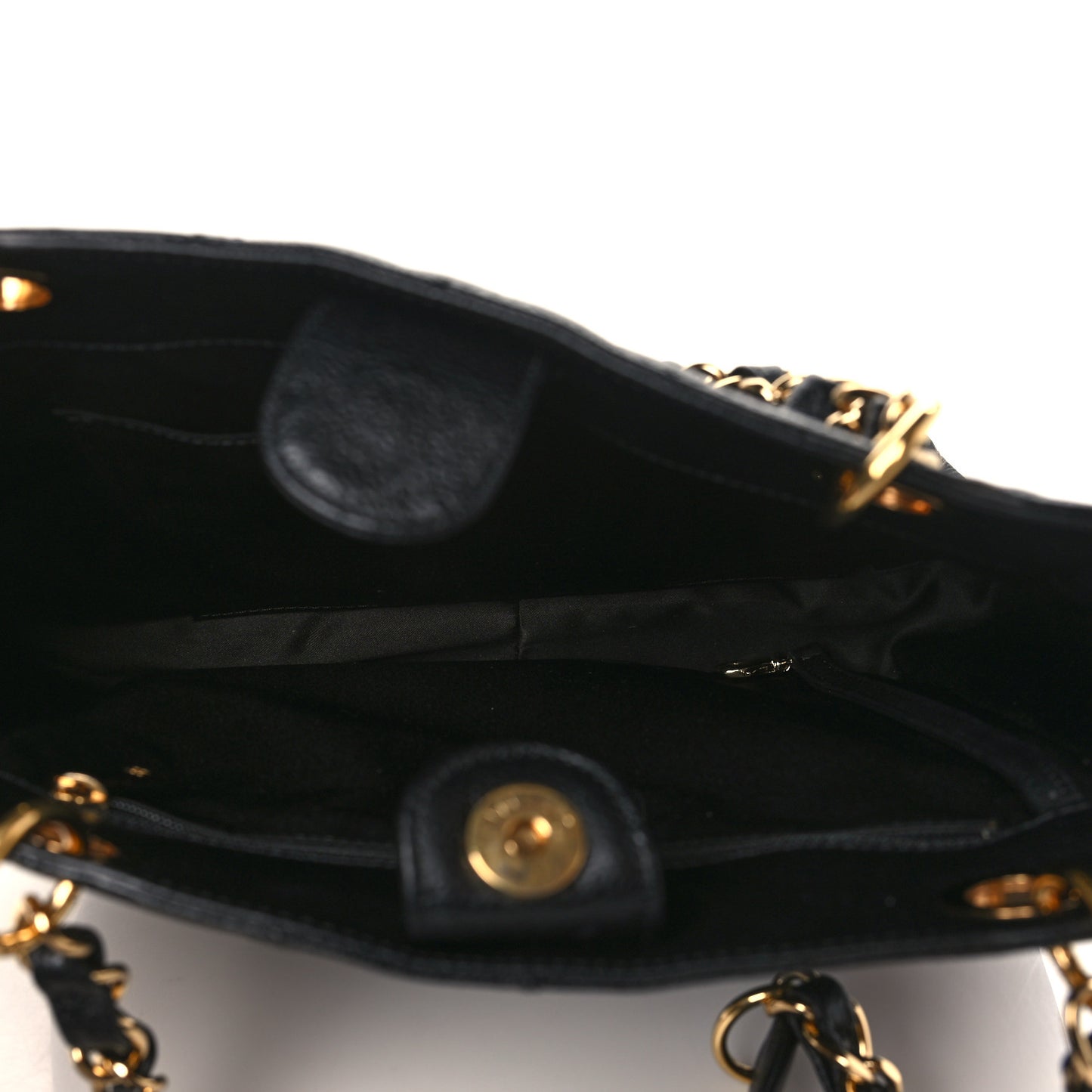 Caviar Quilted Petit Shopping Tote PST Black
