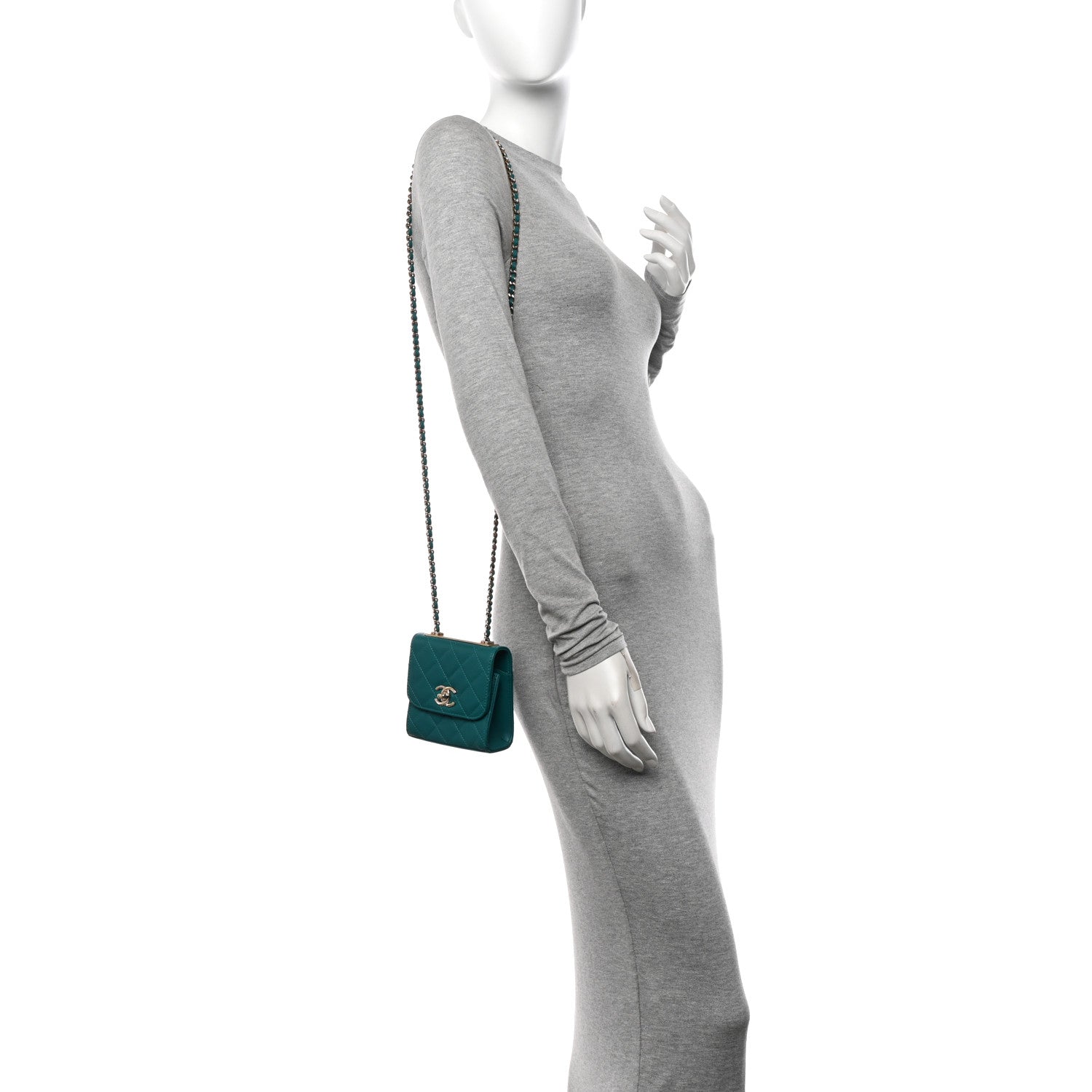 Chanel Lambskin Quilted Mini Trendy CC Clutch With Chain Green 2 of 10