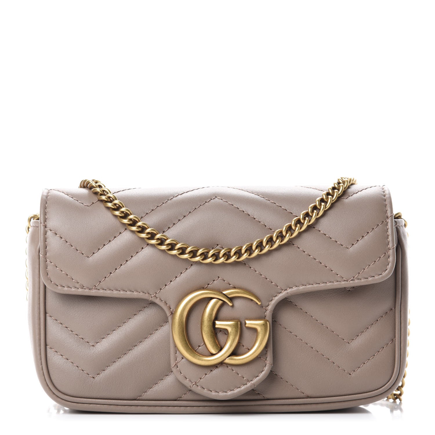 Gucci Calfskin Matelasse Super Mini GG Marmont Shoulder Bag Porcelain Rose 1 of 12