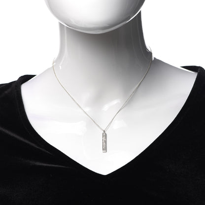 Tiffany Sterling Silver Diamond Notes Bar Pendant Necklace 2 of 5
