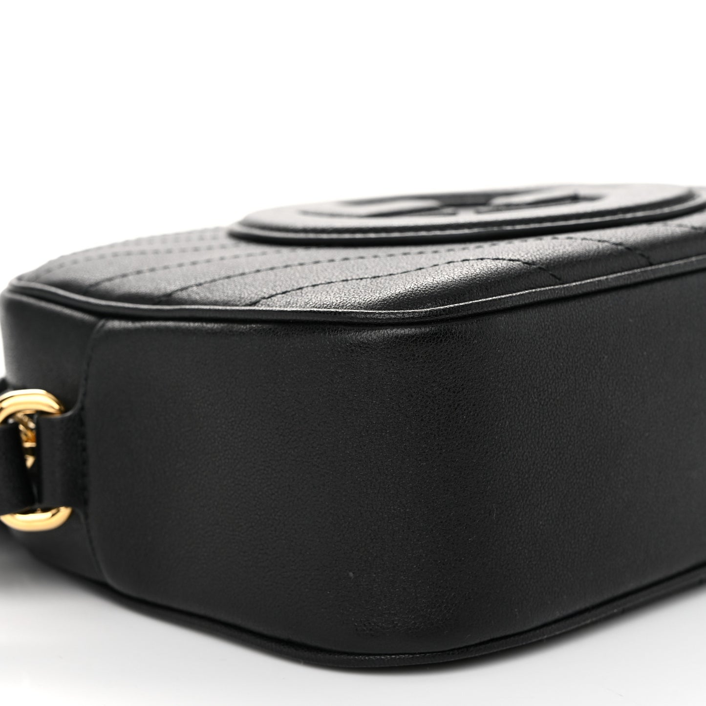 Sakai Be Green Calfskin Diagonal Stitched Small Blondie Shoulder Bag Black