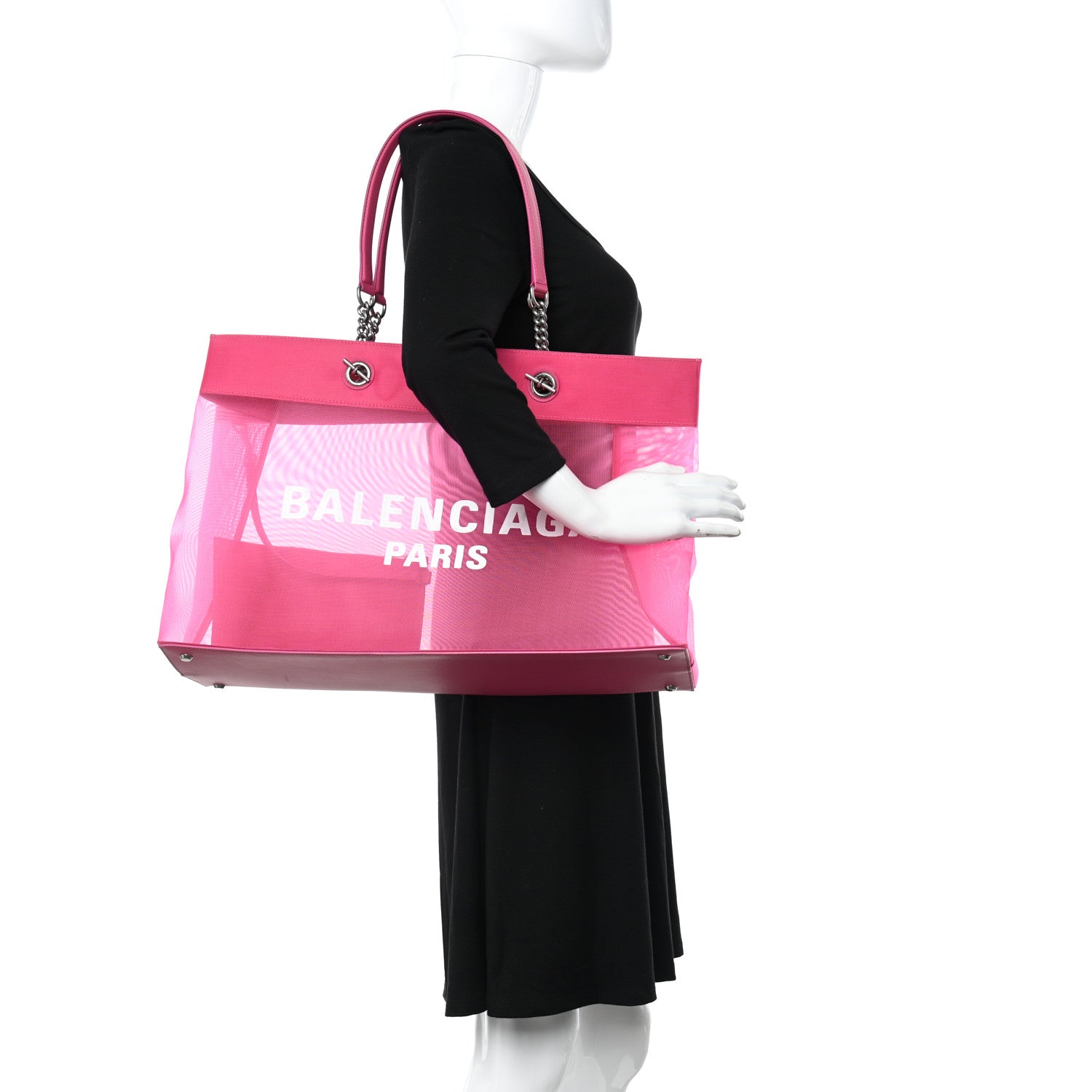 Balenciaga Mesh Large Duty Free Tote Fuchsia White 2 of 15