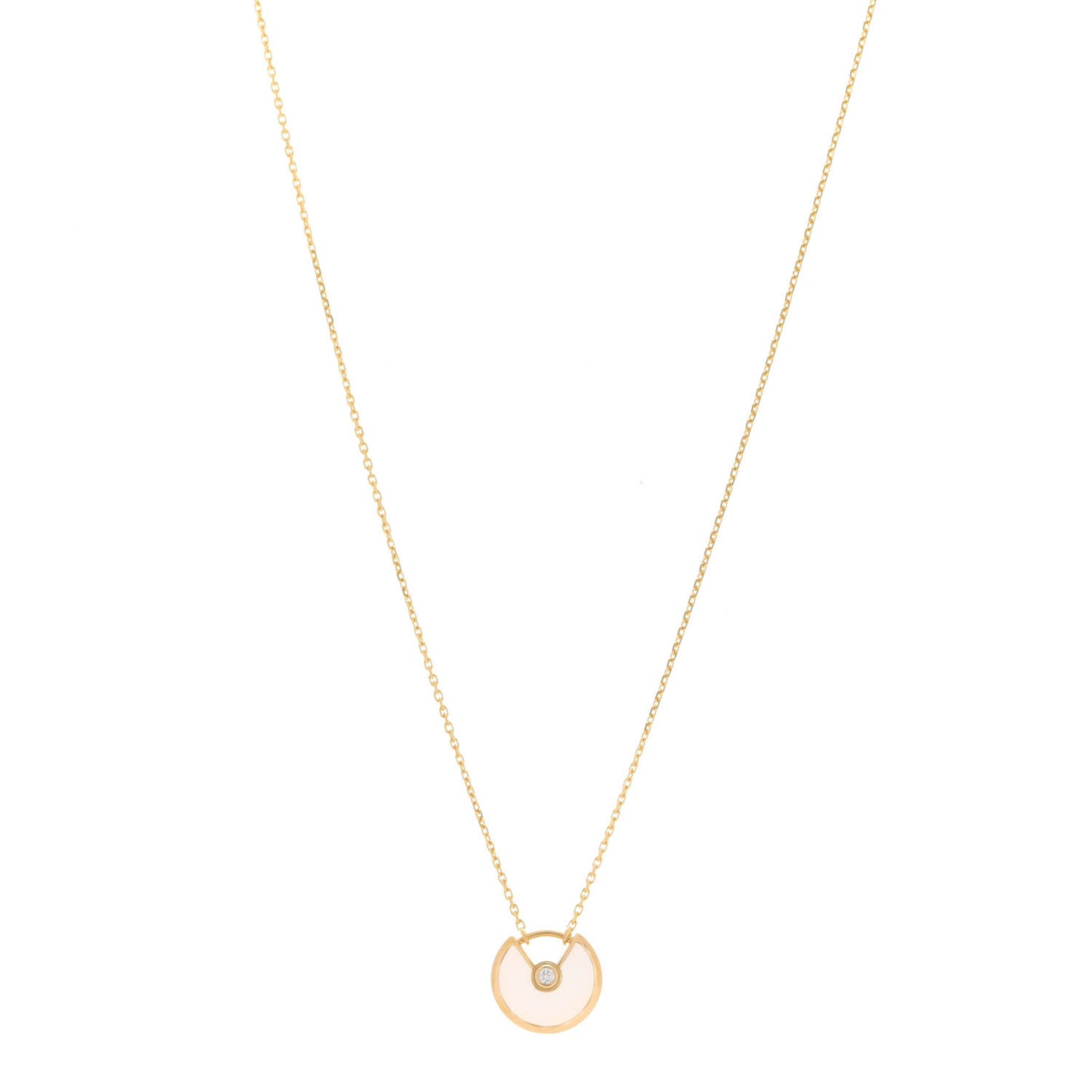 18K Yellow Gold Diamond Mother of Pearl XS Amulette de Cartier Pendant Necklace