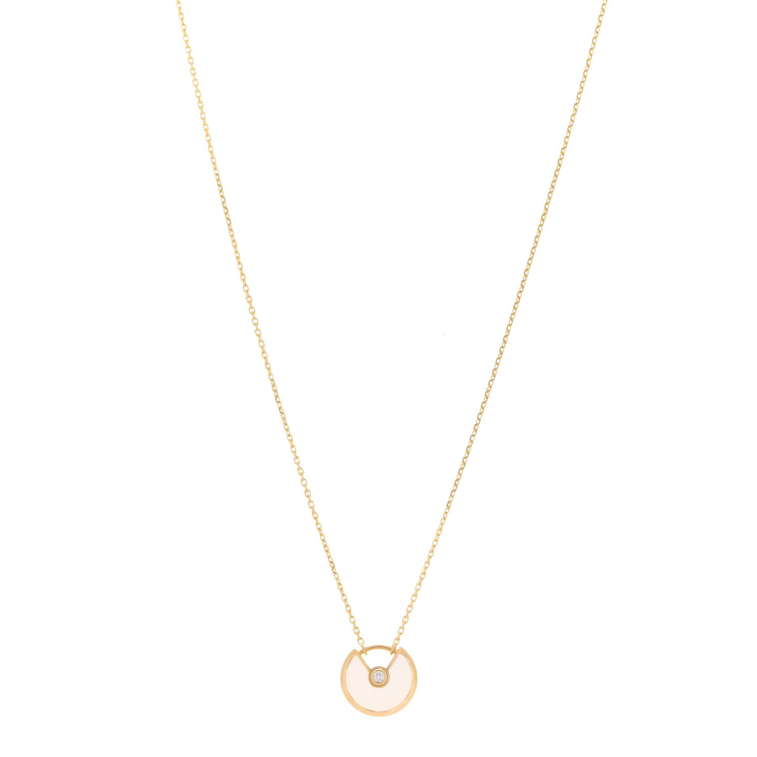 Cartier 18K Yellow Gold Diamond Mother of Pearl XS Amulette de Cartier Pendant Necklace 1 of 8